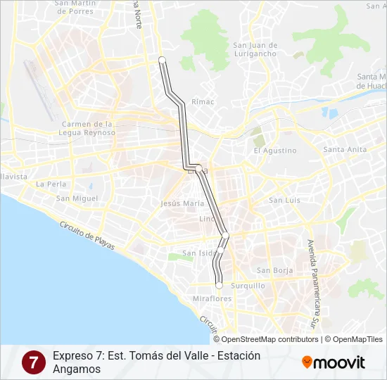 EX7 Bus Line Map