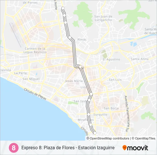 EX8 Bus Line Map