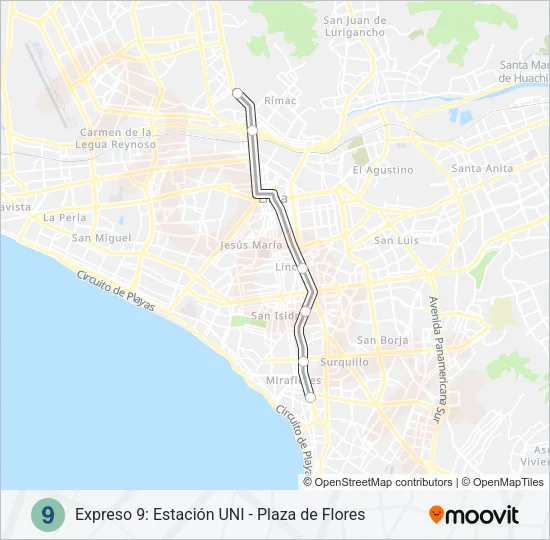 EX9 Bus Line Map