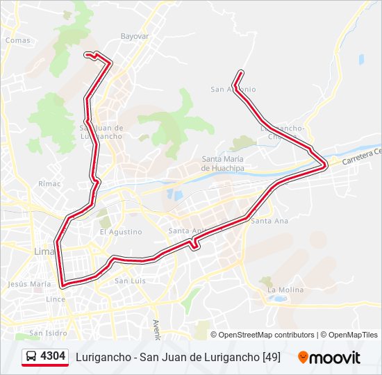 Mapa de 4304 de autobús