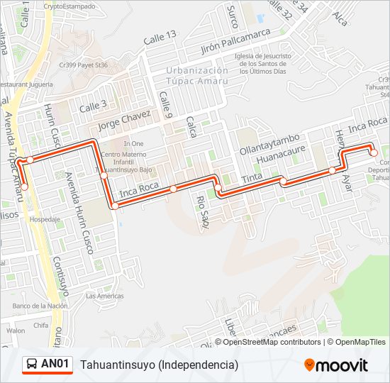 Mapa de AN01 de autobús