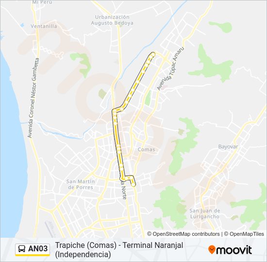 Mapa de AN03 de autobús