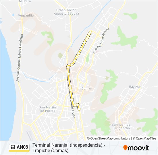 Mapa de AN03 de autobús