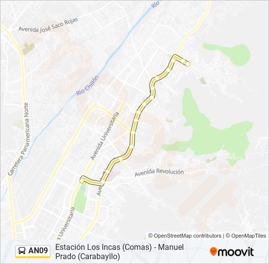 Mapa de AN09 de autobús