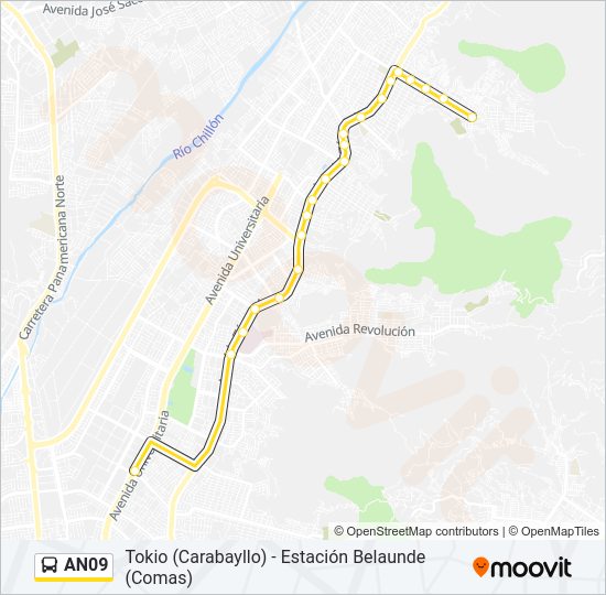 Mapa de AN09 de autobús