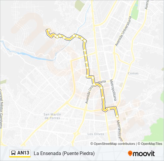 AN13 bus Line Map