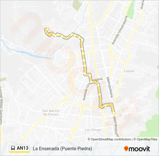 AN13 Bus Line Map