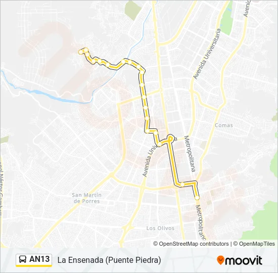 AN13 Bus Line Map