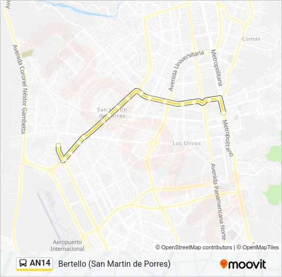 AN14 Bus Line Map