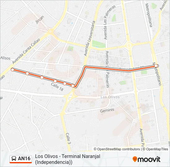 AN16 Bus Line Map