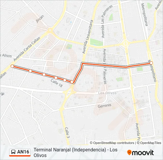 AN16 Bus Line Map