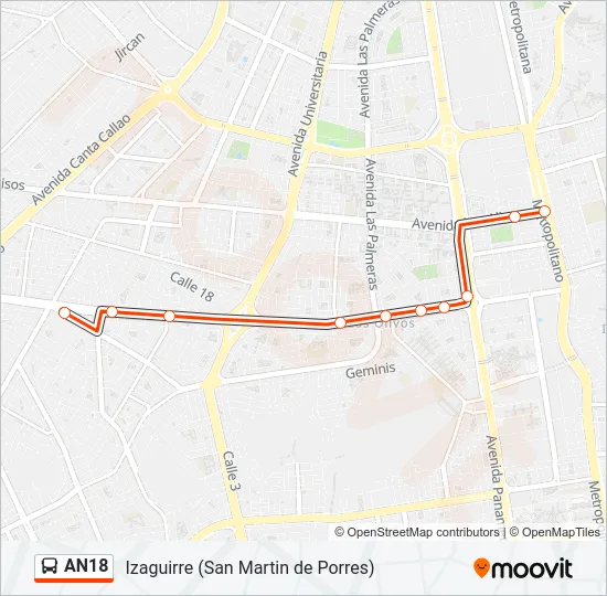 AN18 Bus Line Map