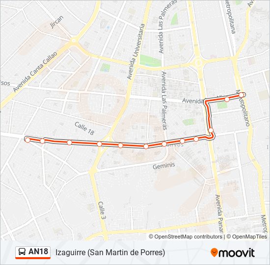 AN18 bus Line Map