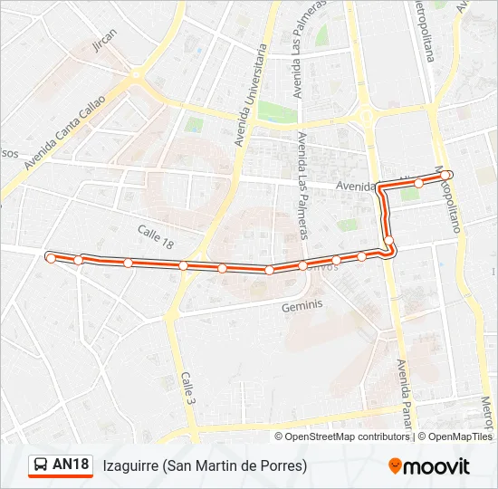 AN18 Bus Line Map