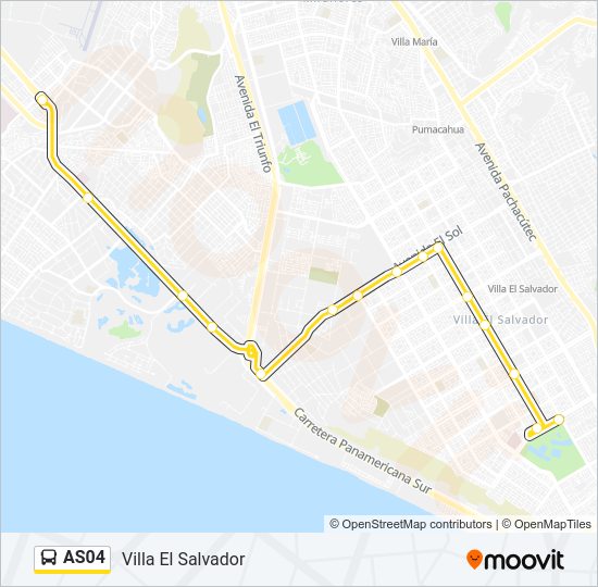 Mapa de AS04 de autobús