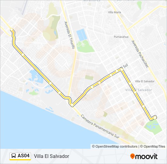 Mapa de AS04 de autobús