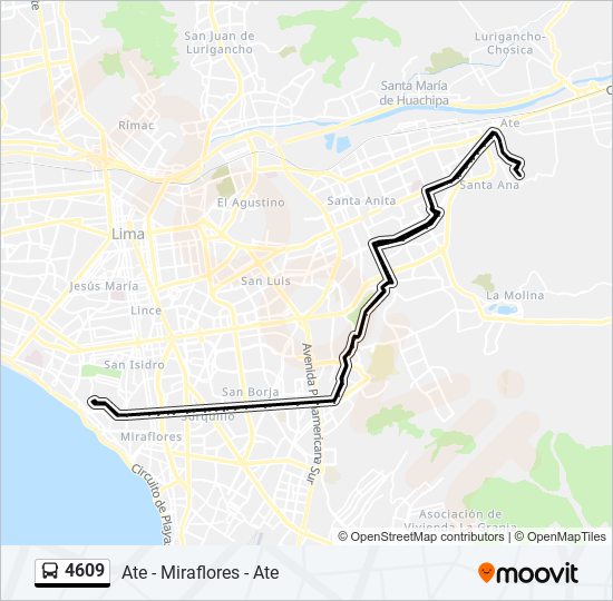 Mapa de 4609 de autobús