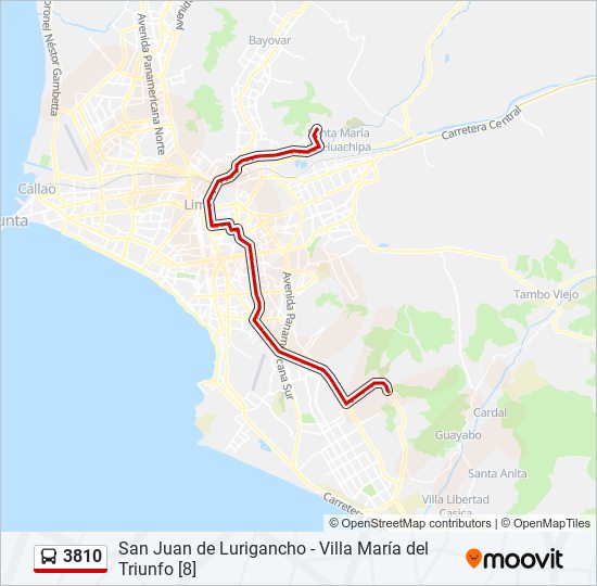 Mapa de 3810 de autobús