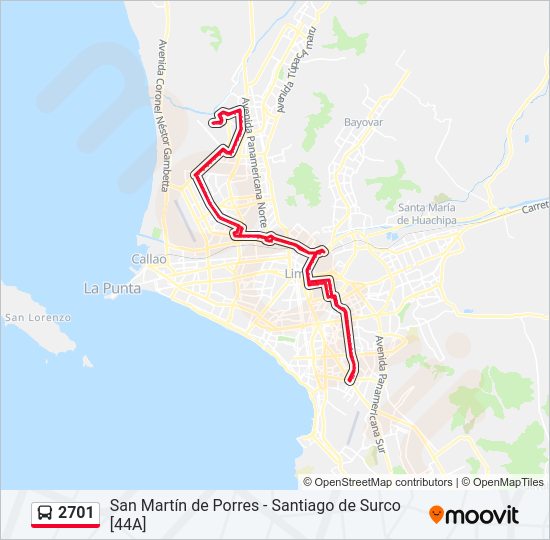 Mapa de 2701 de autobús