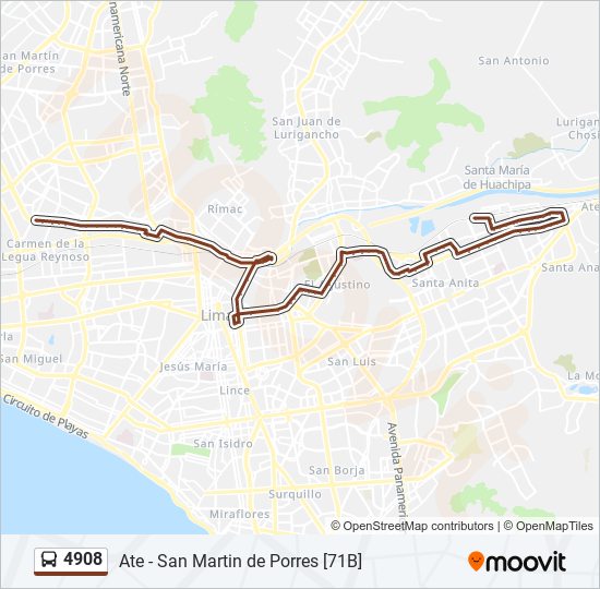 Mapa de 4908 de autobús