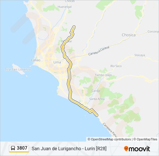 Mapa de 3807 de autobús