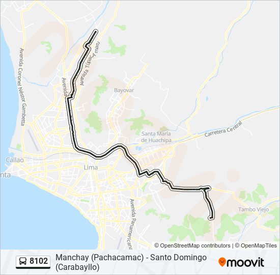 Mapa de 8102 de autobús