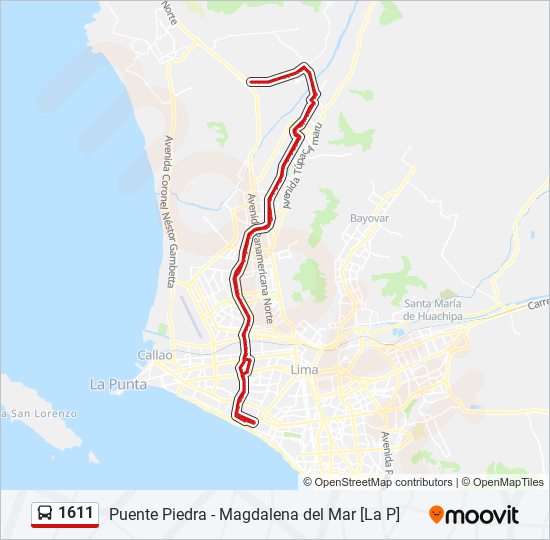 1611 bus Line Map