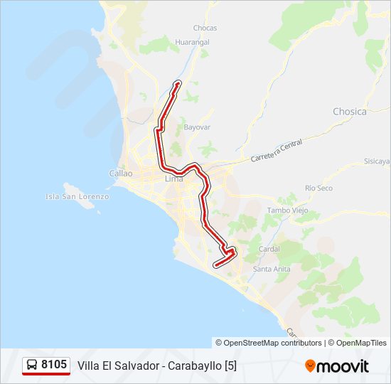 Mapa de 8105 de autobús