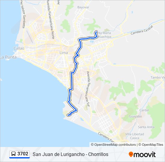 Mapa de 3702 de autobús