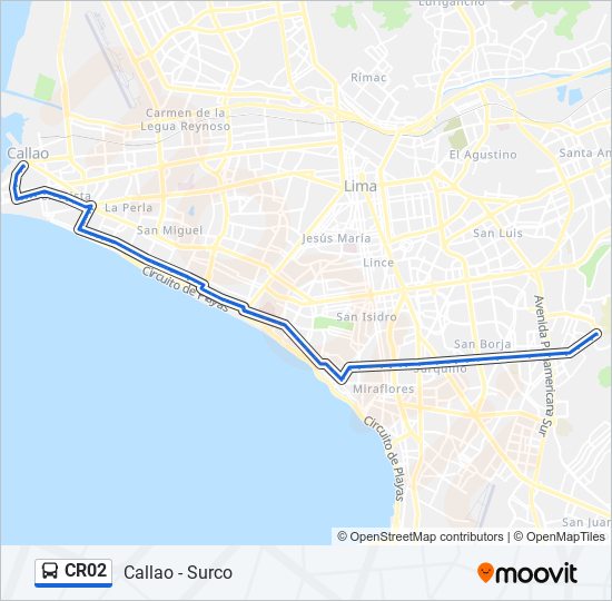 Mapa de CR02 de autobús