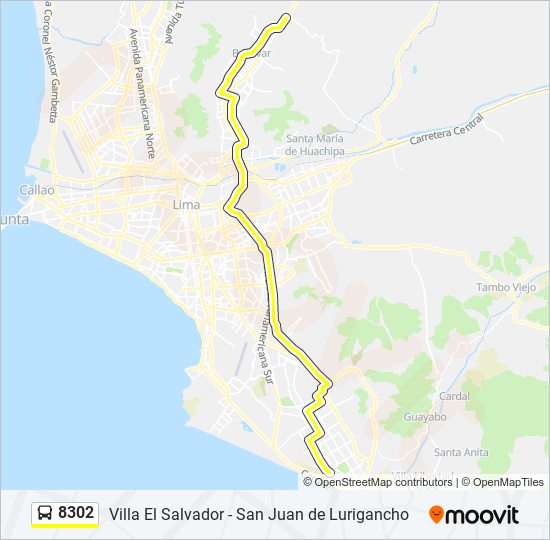 Mapa de 8302 de autobús