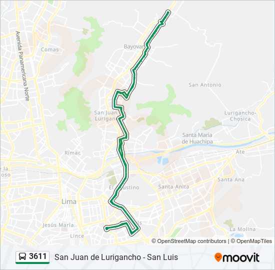 Mapa de 3611 de autobús