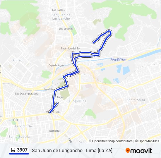 Mapa de 3907 de autobús