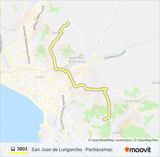 Mapa de 3803 de autobús