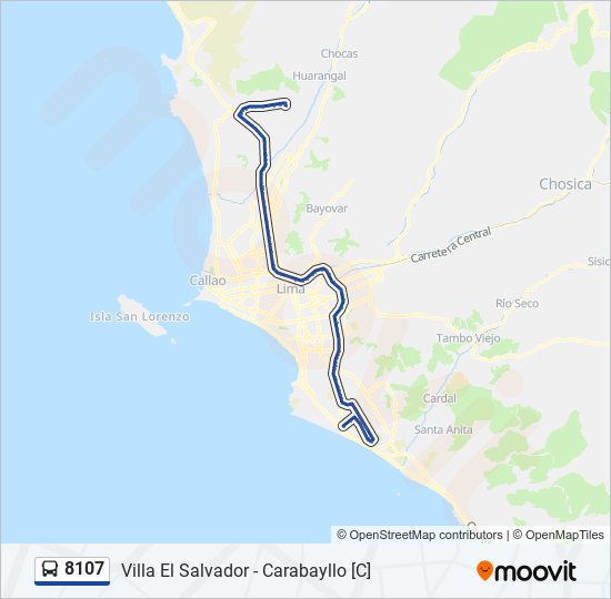 Mapa de 8107 de autobús