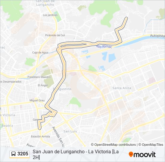 Mapa de 3205 de autobús