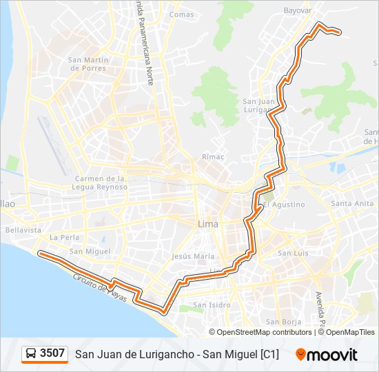 Mapa de 3507 de autobús