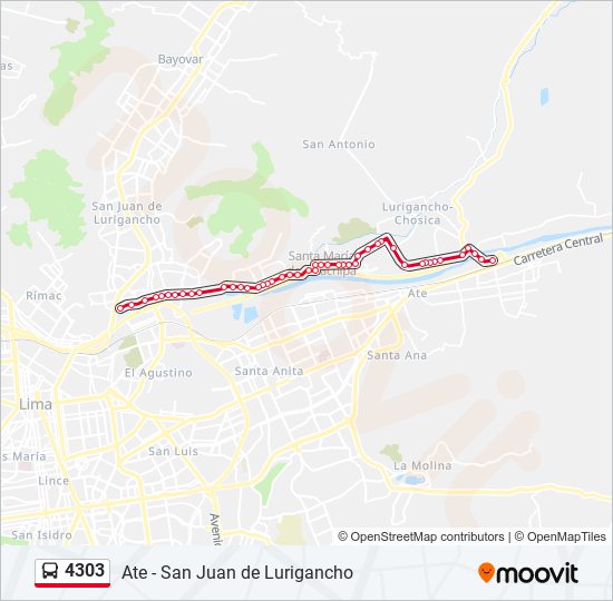 Mapa de 4303 de autobús