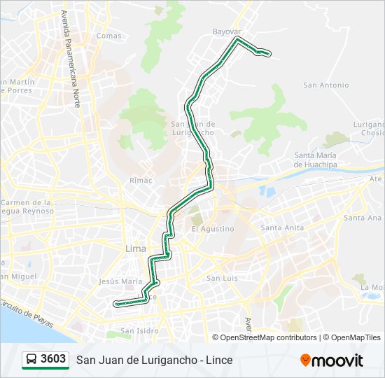 Mapa de 3603 de autobús