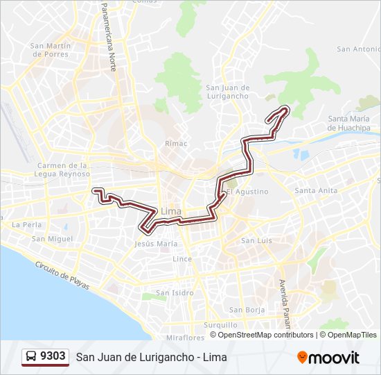 Mapa de 9303 de autobús