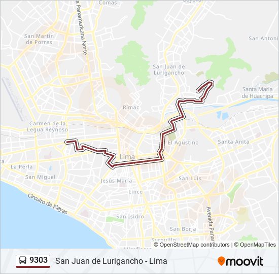 9303 bus Line Map