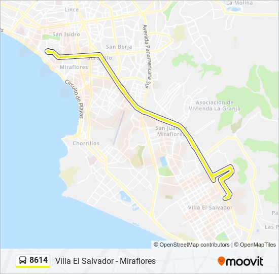 Mapa de 8614 de autobús