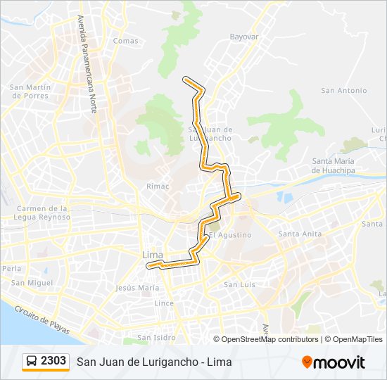 Mapa de 2303 de autobús