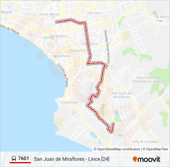 7601 Bus Line Map