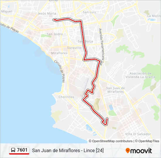 7601 Bus Line Map