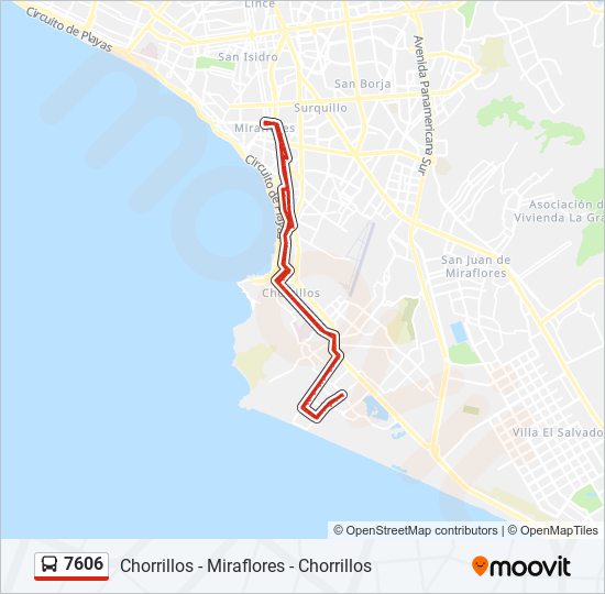 Mapa de 7606 de autobús