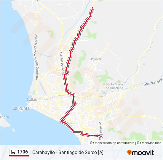 Mapa de 1706 de autobús