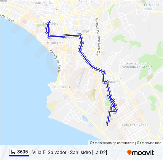 Mapa de 8605 de autobús