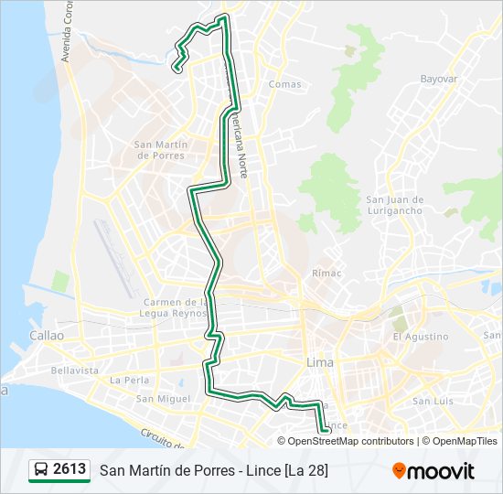 Mapa de 2613 de autobús