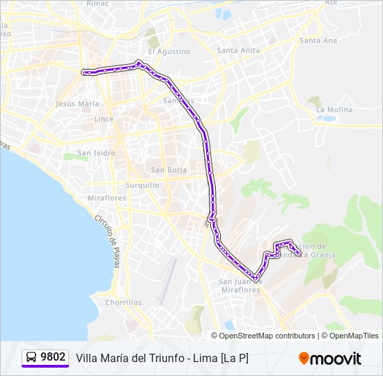 Mapa de 9802 de autobús